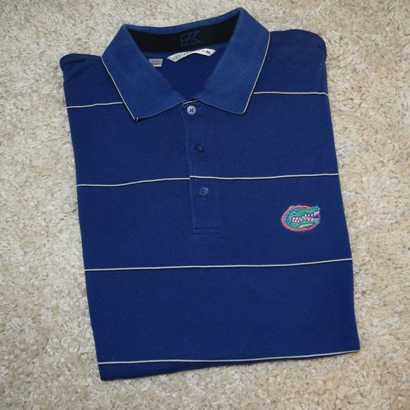 Cutter & Buck UF Florida Gators Blue Stripe Polo Golf Shirt Embroidered Logo g73 - Picture 4 of 6